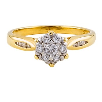 18ct gold Diamond 0.33cts Cluster Ring size N